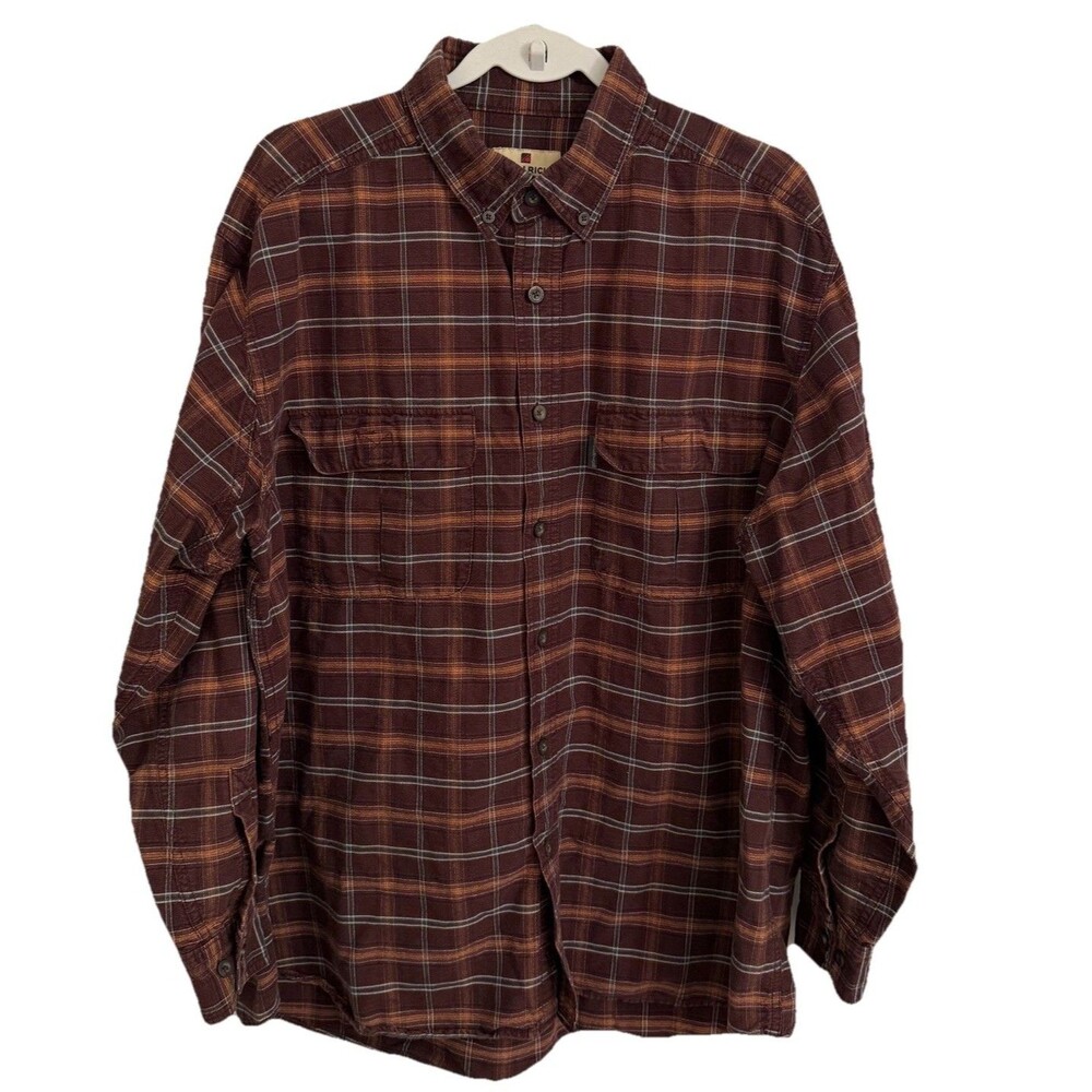 Woolrich Shirt Mens XL Mulberry Flap Pockets Button Down Red Plaid Long Sleeve
